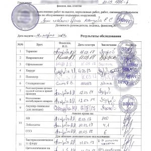 Справка для работы на высоте по форме 405