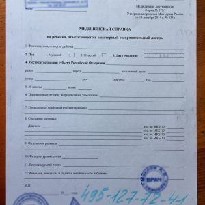 Справка в лагерь
